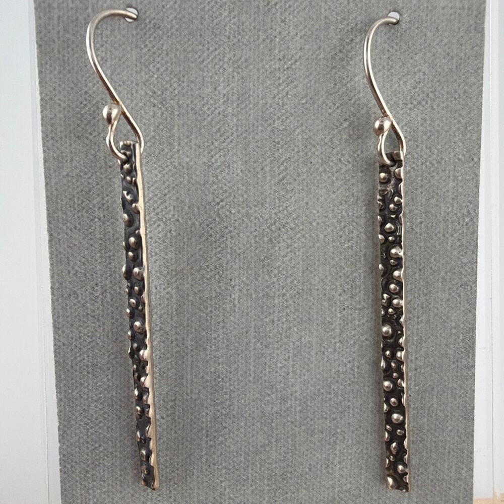 NWT Emilio Sotelo Sterling Silver Dangle Earrings with Embossed Design